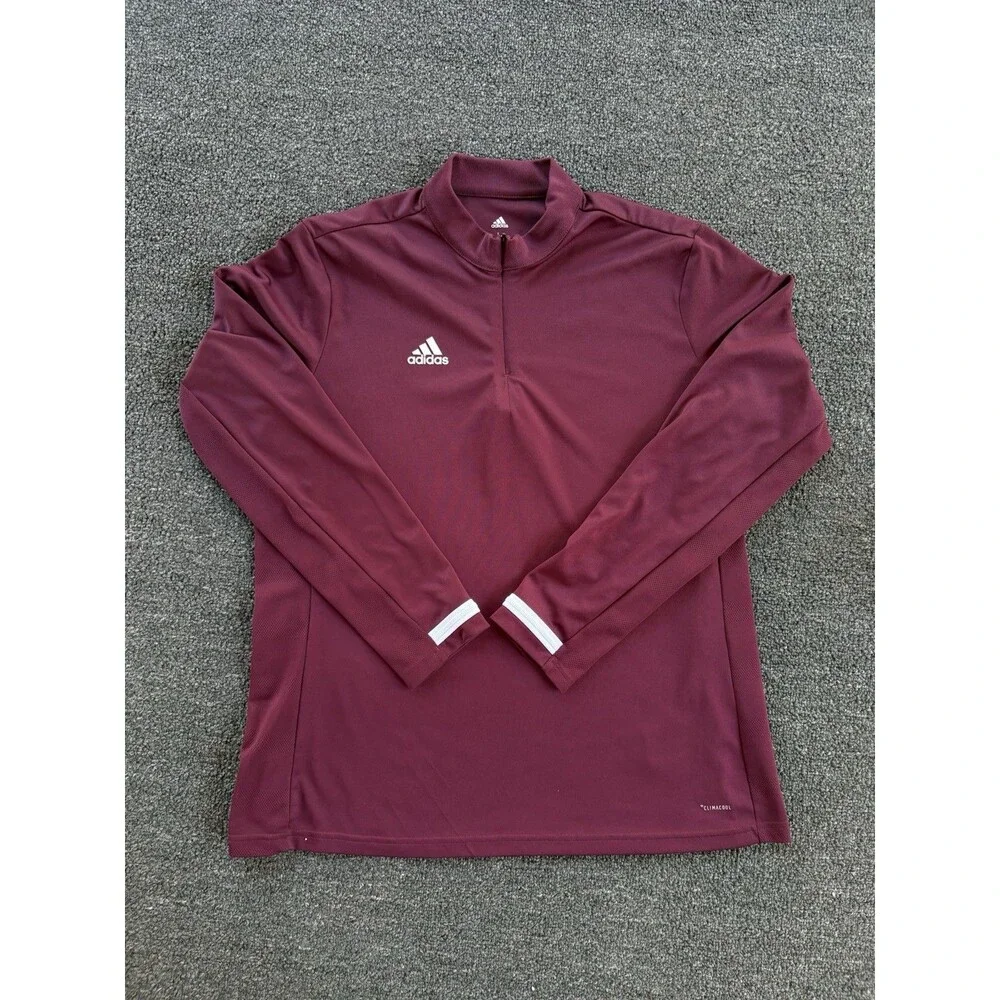 Adidas Climacool Men’s Large Maroon 1/4 Quarter Zip Long Sleeve Training Top